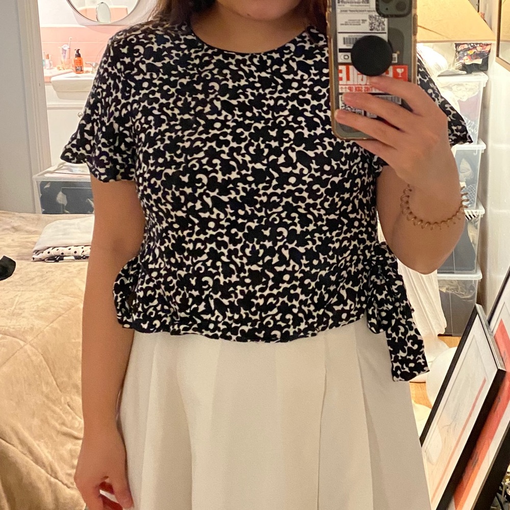 Zara Black White Pattern Shirt S